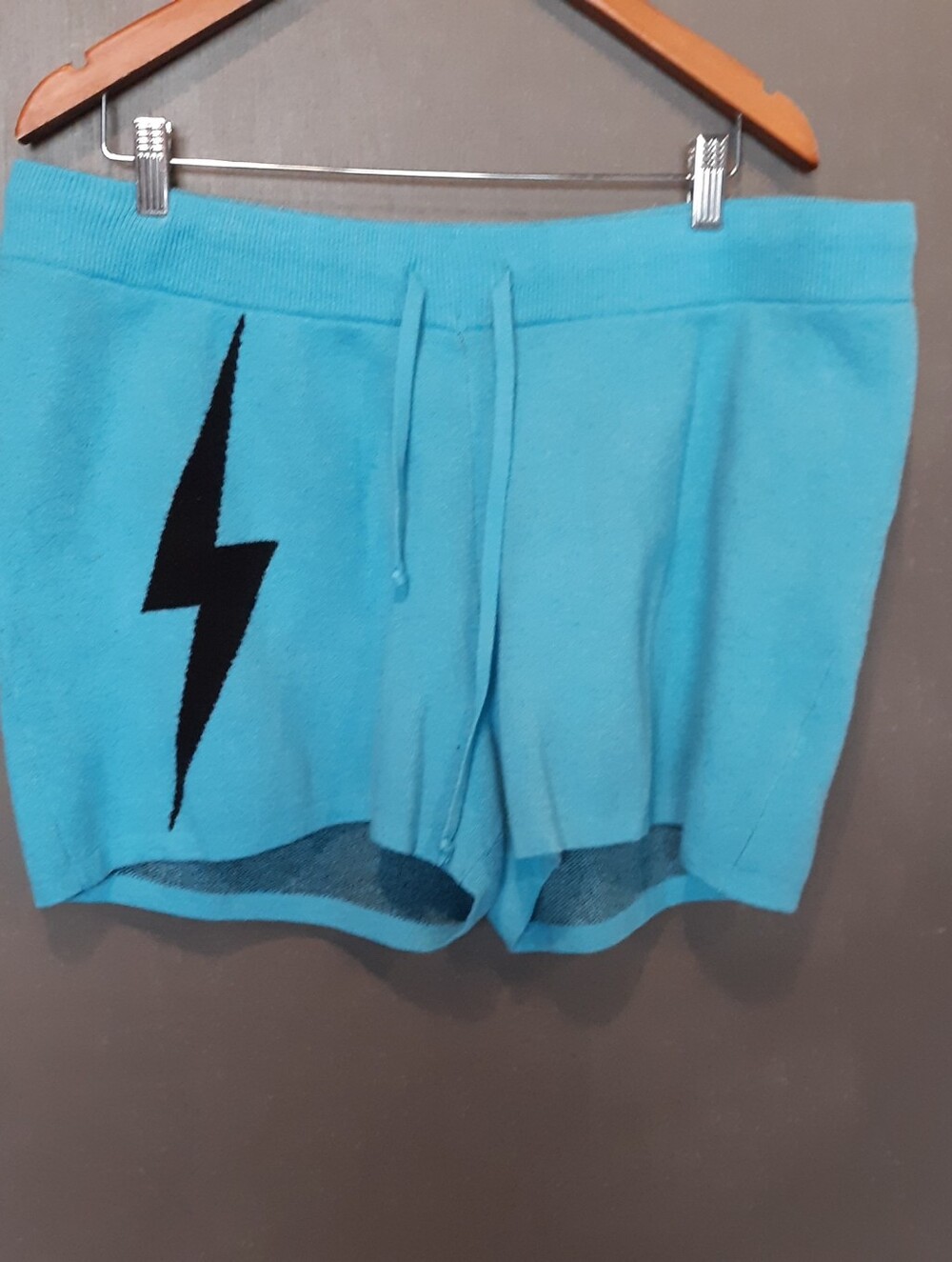 Love Sick Blue Lightning Bolt Fuzzy Lounge Shorts Plus Size 3x